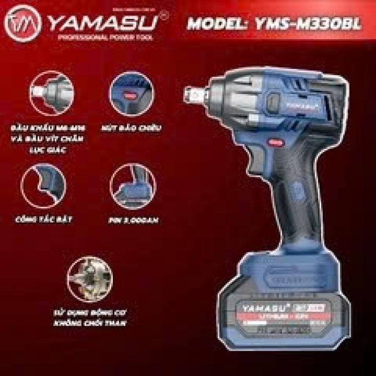 Máy bắn bulong 350Nm Pin 21V Yamasu YMS-M330BL Brushless