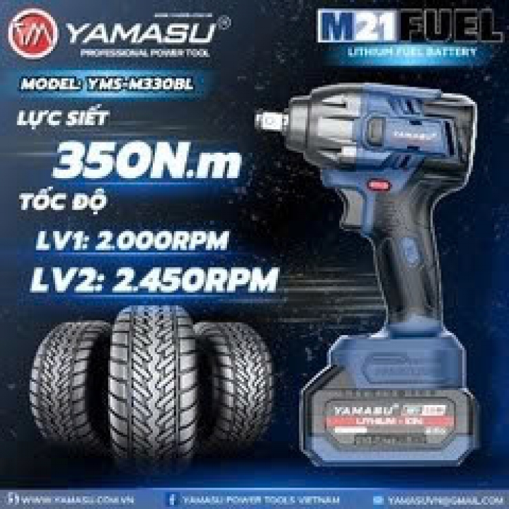 Máy bắn bulong 350Nm Pin 21V Yamasu YMS-M330BL Brushless