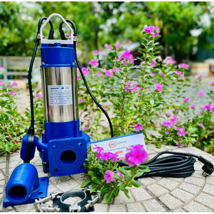 Máy bơm chìm nước thải 1.1kW Happy HCT1100 lưỡi cắt rác & phao