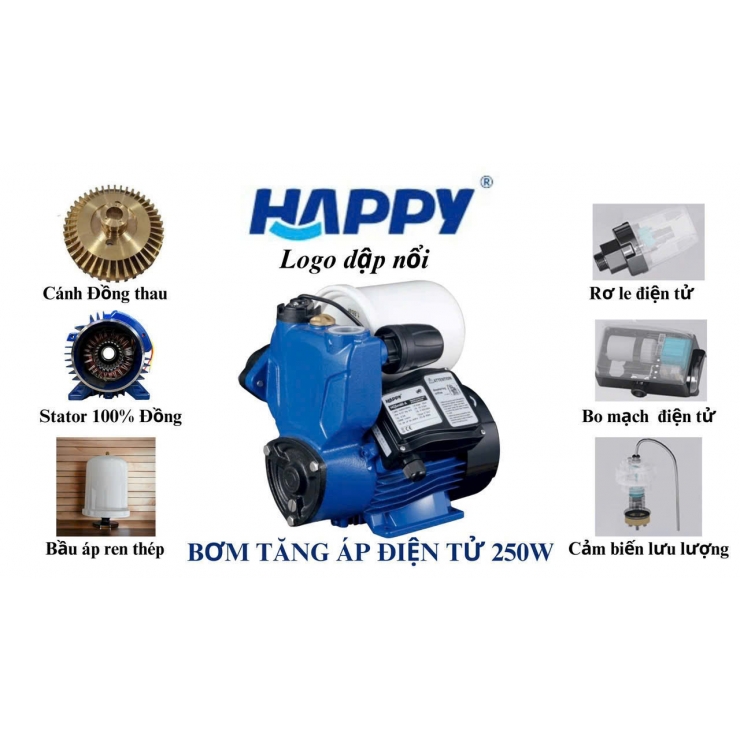 Máy bơm tăng áp 250W Happy HTA250A