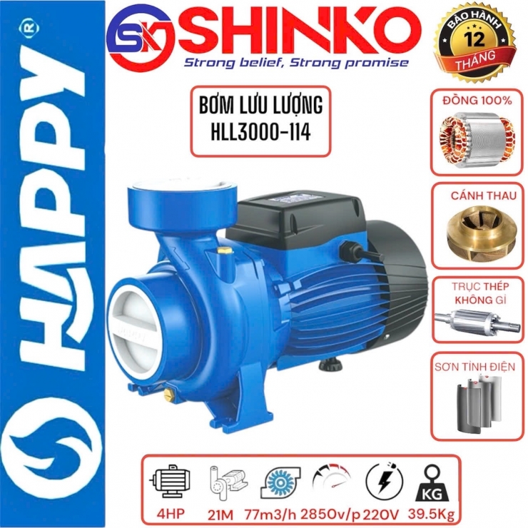 Máy bơm nước lưu lượng 3.0kW Happy HLL3000-114