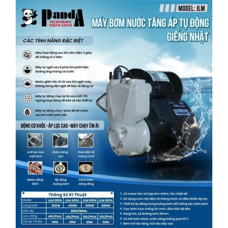Máy bơm tăng áp 600W Panda JLM600A
