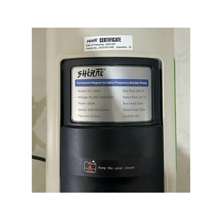 Bơm tăng áp biến tần 400W Shirai IR2-20AP Inverter