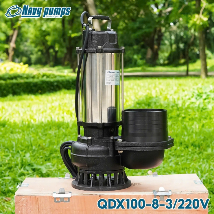 Máy bơm chim công nghiệp 2.2kW Navy QDX75-8-3/220V Φ 114mm