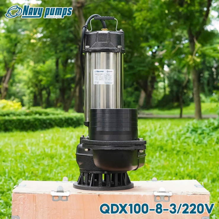 Máy bơm chim công nghiệp 2.2kW Navy QDX75-8-3/220V Φ 114mm