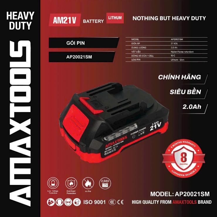Pin 21V 2.0Ah Amaxtools AP20021SM