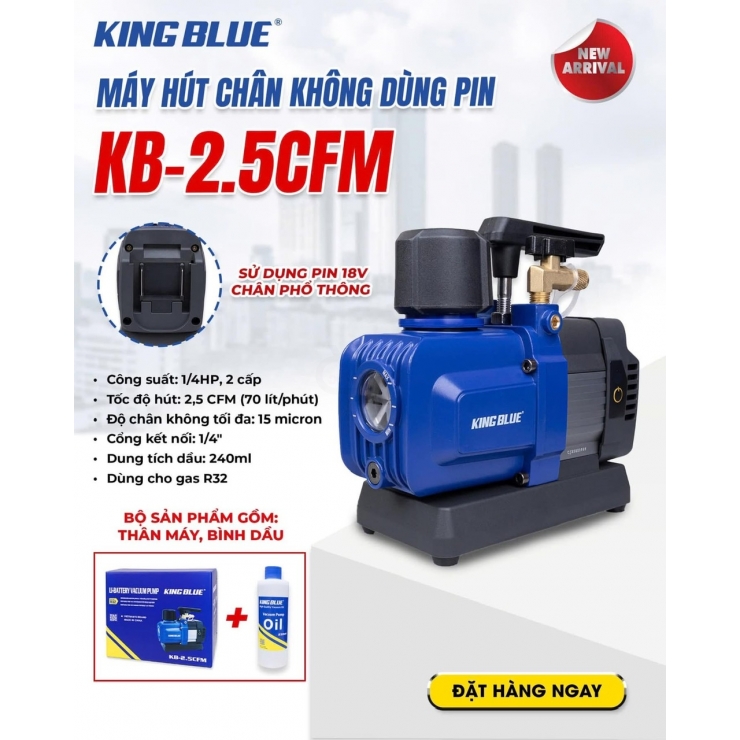 Máy hút chân không Pin 21V KingBlue KB-2.5CFM