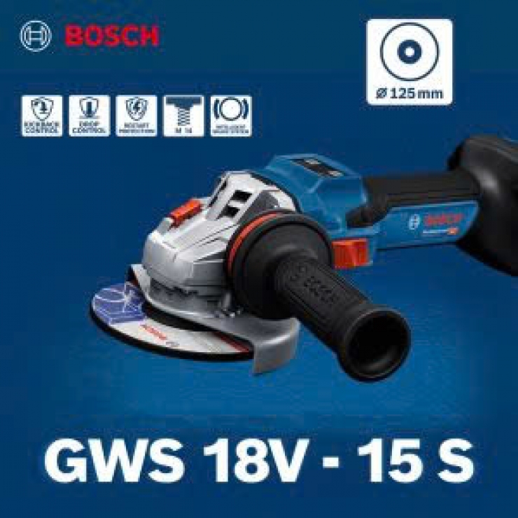 Máy mài Pin 125mm Bosch GWS 18V-15 S Professional ( chưa Pin & Sạc )