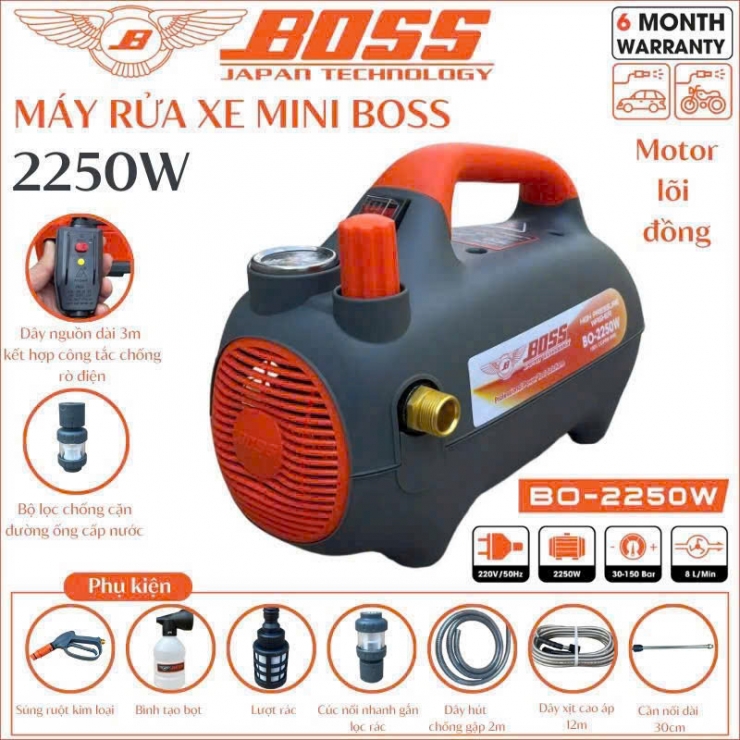Máy rửa xe chỉnh áp Boss BO-2250W