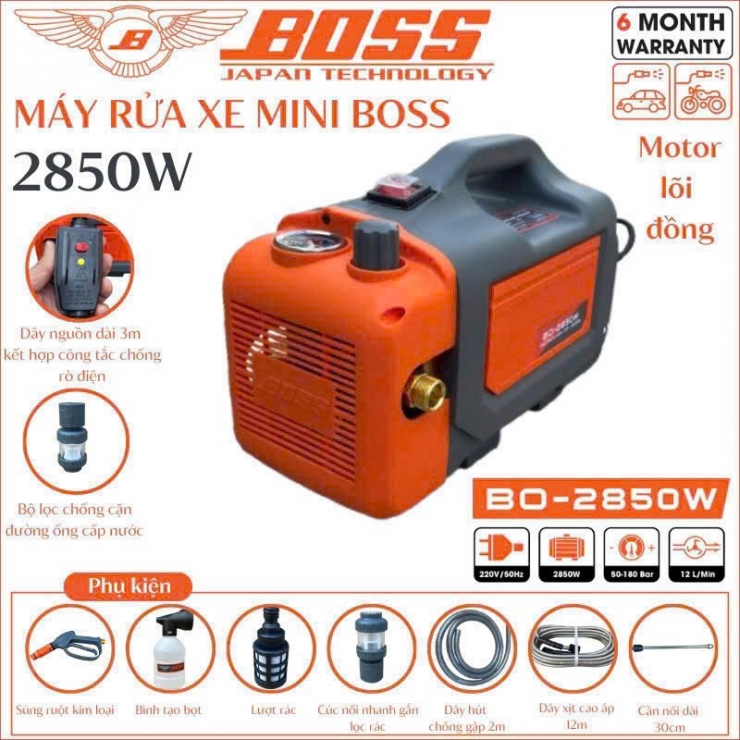 Máy rửa xe chỉnh áp Boss BO-2850W