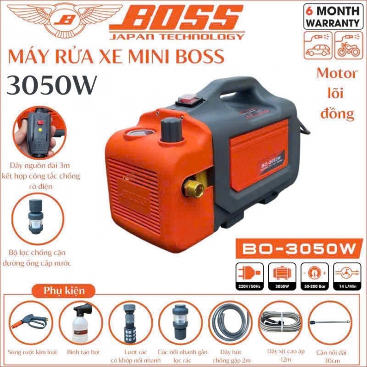 Máy rửa xe chỉnh áp Boss BO-3050W
