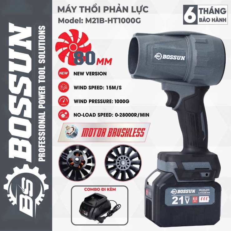 Máy thổi phản lực Pin 21 V Bossun M21B-HT1000G