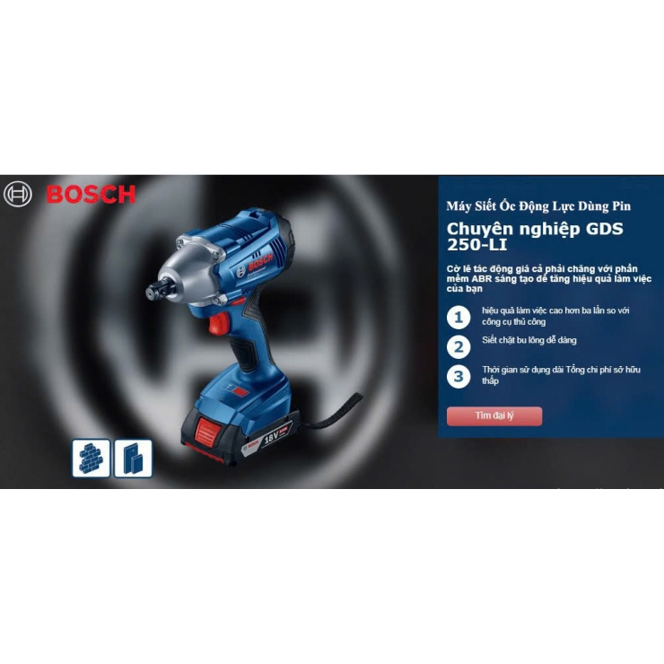 Máy bắn ốc 250Nm Pin 18V Bosch GDS 250-LI Professional 