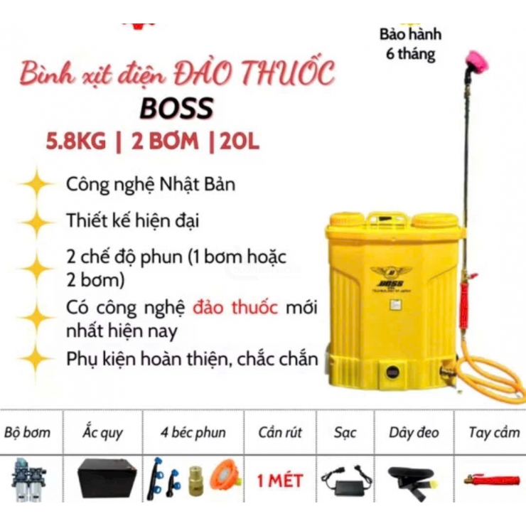 Bình phun thuốc 1,2 bơm có đảo Boss