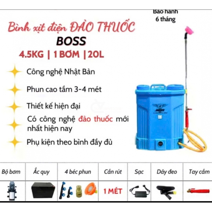 Bình phun thuốc 1,2 bơm có đảo Boss