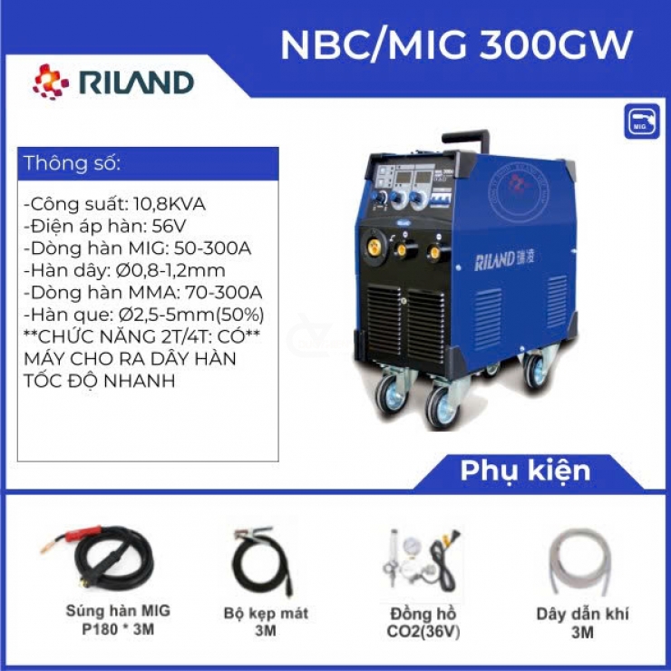 Máy hàn Mig 300A Riland NBC 300GW Professional