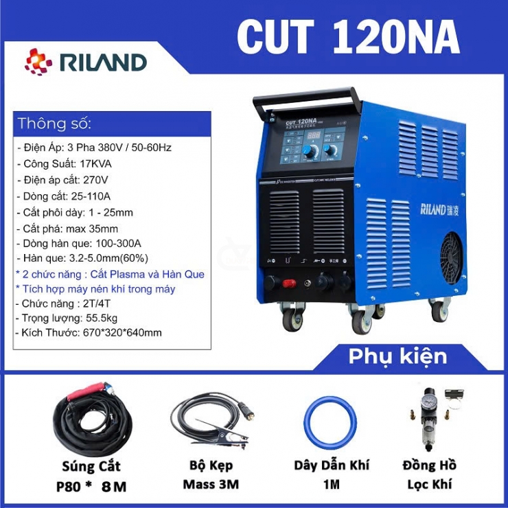 Máy cắt Plasma 35mm Riland CUT 120NA Professional 