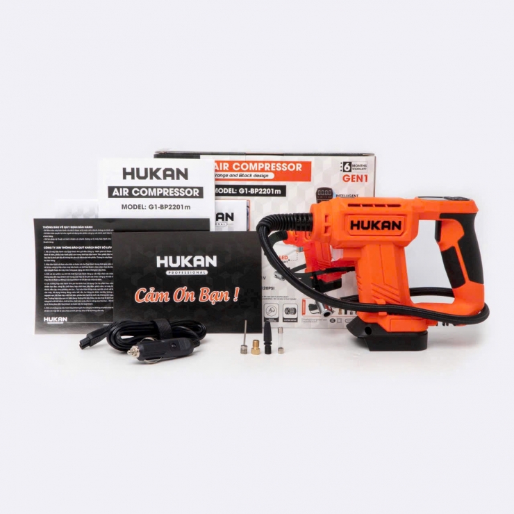 Máy bơm lốp xe Pin 21V Hukan G1-BP2201m ( chưa Pin & Sạc )