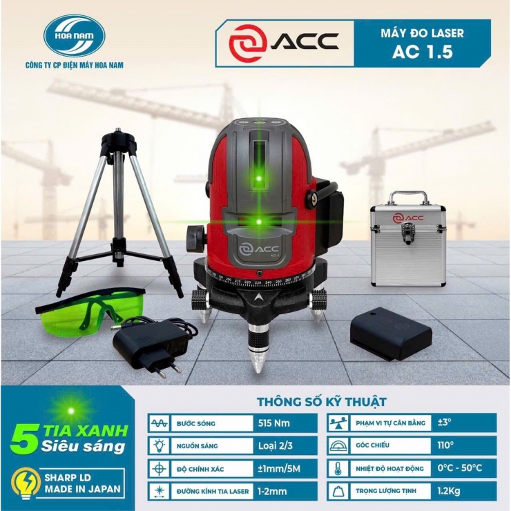 Máy cân bằng Laser 5 tia xanh ACC AC1.5