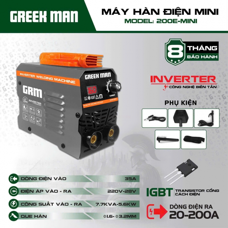 Máy hàn mini Greekman GR-MMA200