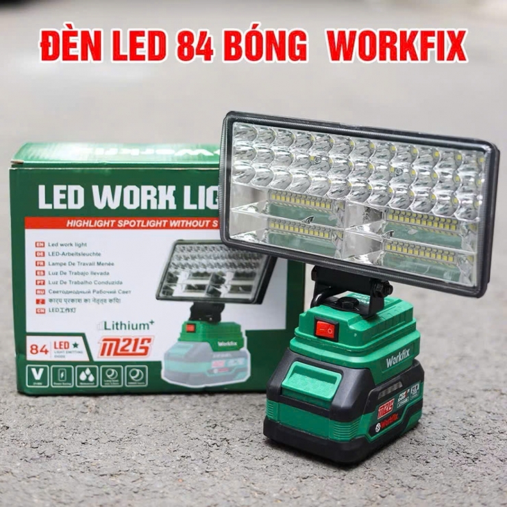 Đèn Led dùng Pin 21V Workfix ( 2 cổng sạc USB )