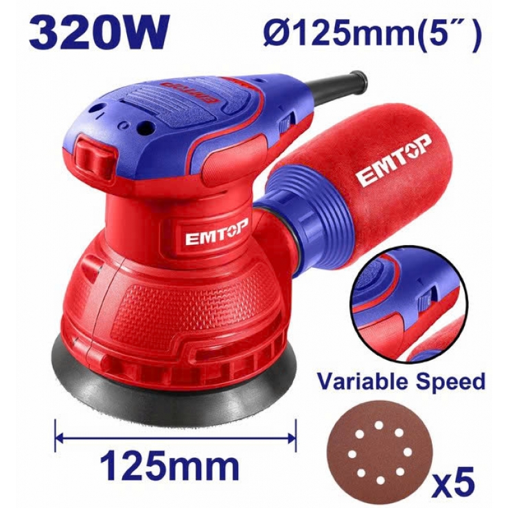 Chà nhám xoay và rung 320W Emtop EFSR23206 ( 125mm chỉnh tốc )