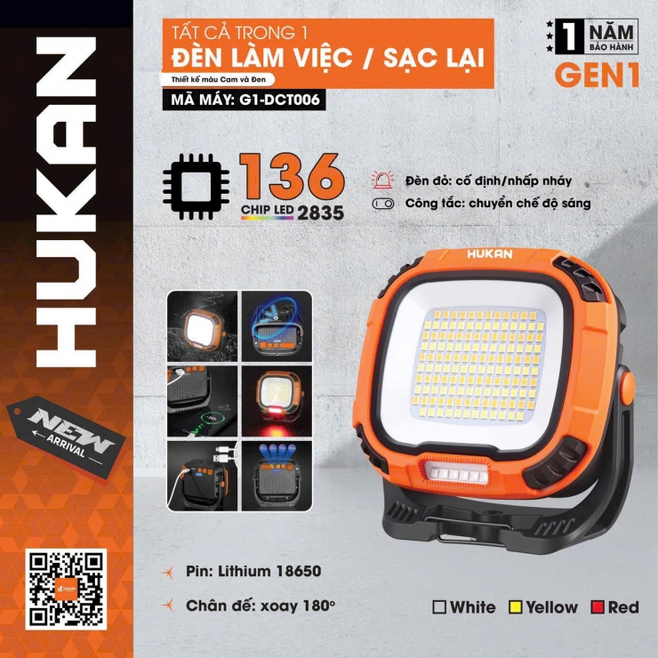 Đèn LED công trình dùng Pin Hukan G1-DCT006 