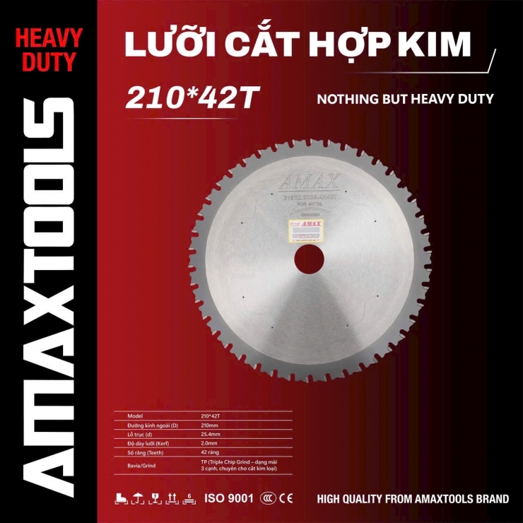 Lưỡi cắt sắt hợp kim 210mm Amaxtools Metal ( 2.0*25.4*42T )