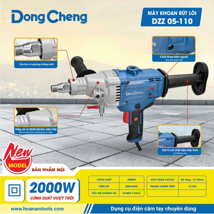 Máy khoan rút lõi cầm tay 110mm Dongcheng DZZ 05-110