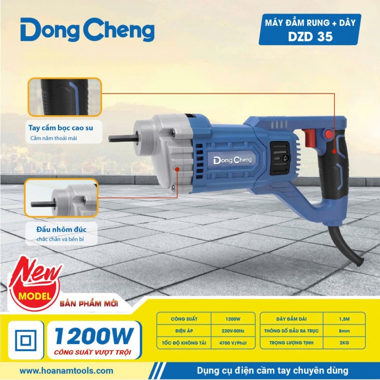 Máy đầm dùi 1m5 Dongcheng DZD 35 ( dây 1.5m*3.5mm )