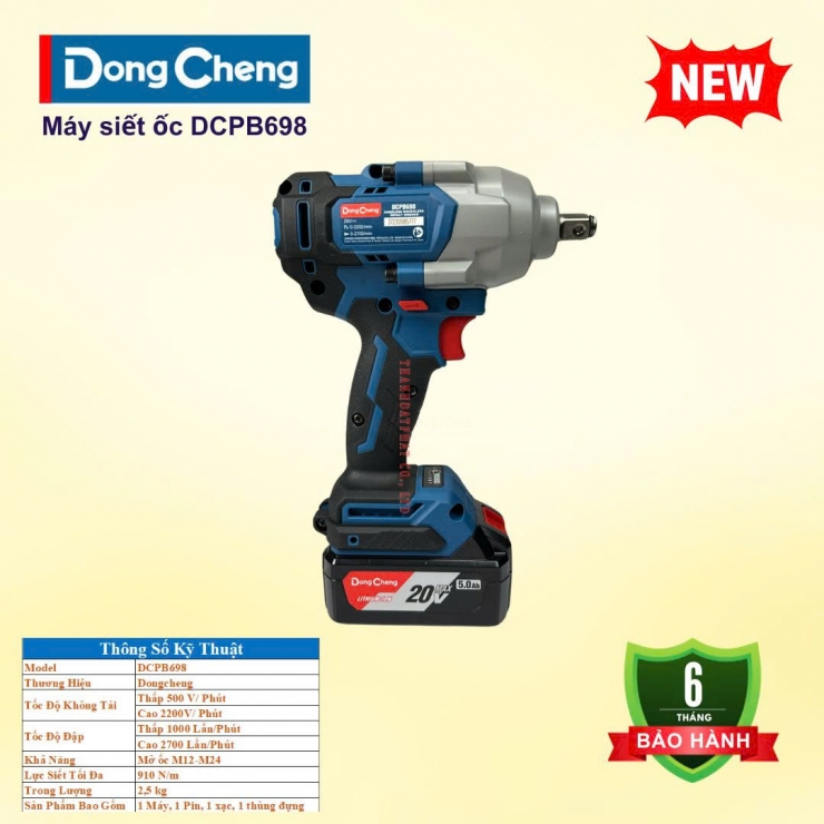 Máy bắn bulong 910nm Pin 20V Dongcheng DCPB 698 ( chưa Pin & Sạc )