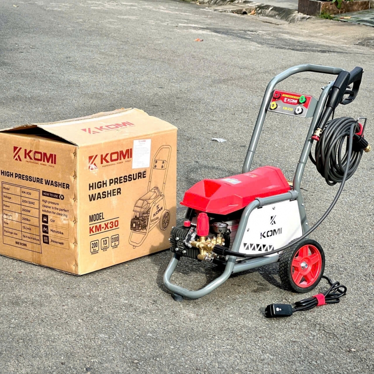 Máy xịt rửa công nghiệp 3.0kW KOMI KM-X30 xe đẩy