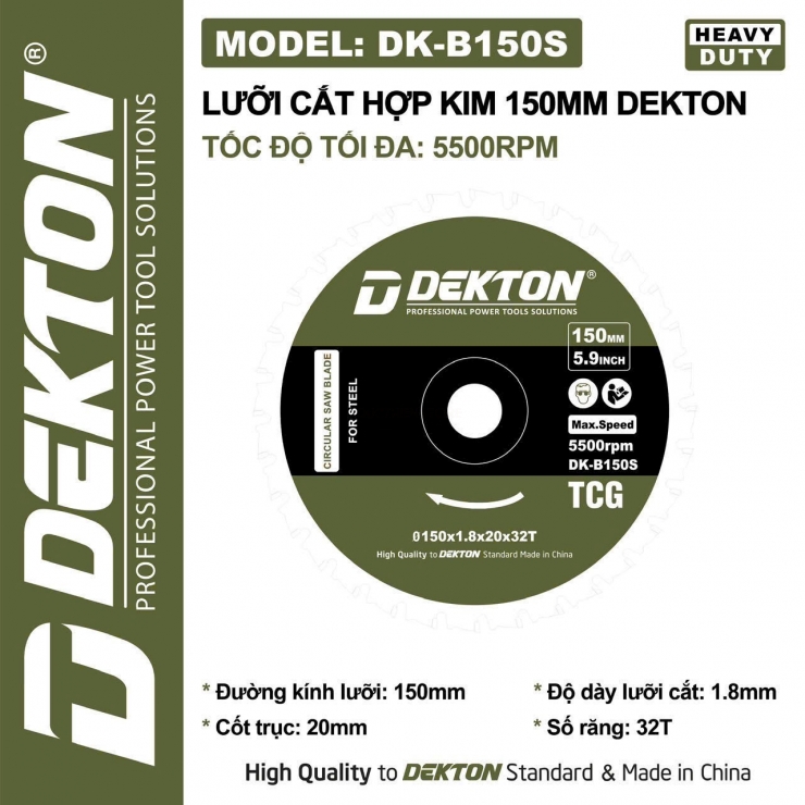 Lưỡi cắt sắt hợp kim 150mm Dekton DK-B150S ( 150*20*1.8*32T )