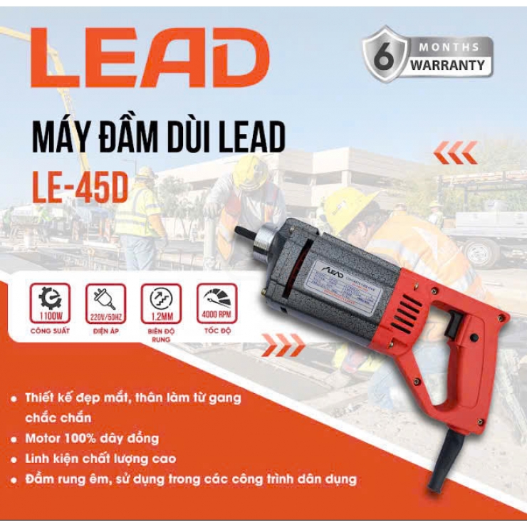 Máy đầm dùi cầm tay 1m2 Lead LE-45D ( 1100W )