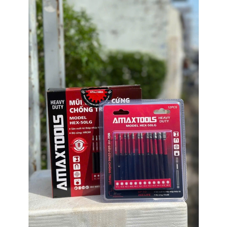 Bộ mũi vít 12 cây Amaxtools HEX-50LD ( H1.5 - H8.0 )