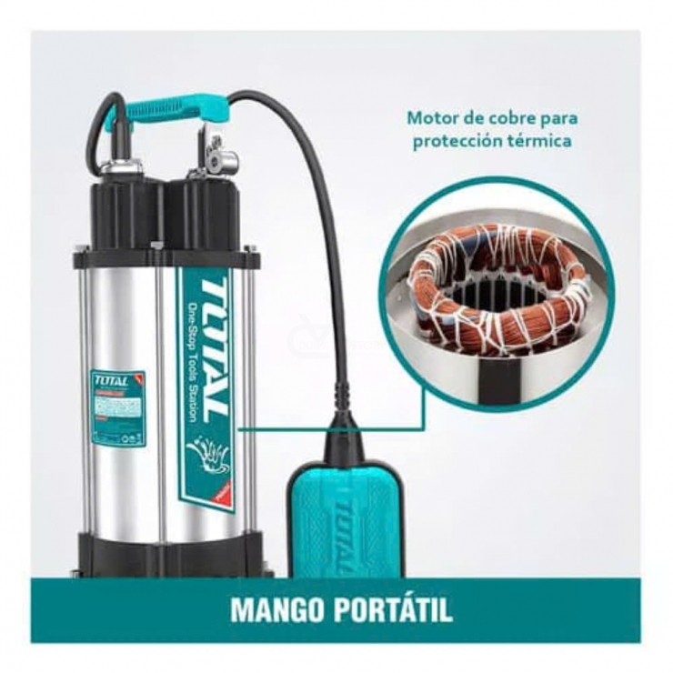 Bơm chìm Inox 1.5Kw Total TWP7150026 ( lưỡi cắt rác  & phao tự ngắt )