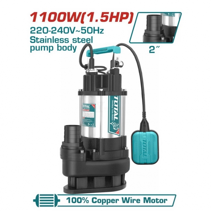 Bơm chìm Inox 1.1Kw Total TWP7110016 ( phao tự ngắt )