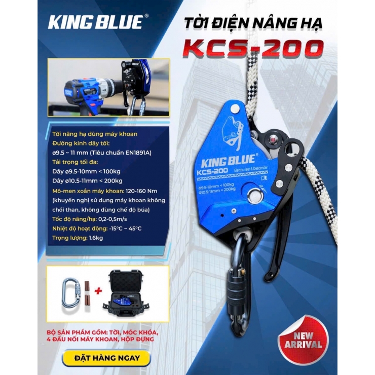 Tời nâng hạ khoan Pin Kingblue KCS-200 ( 100-200kg )