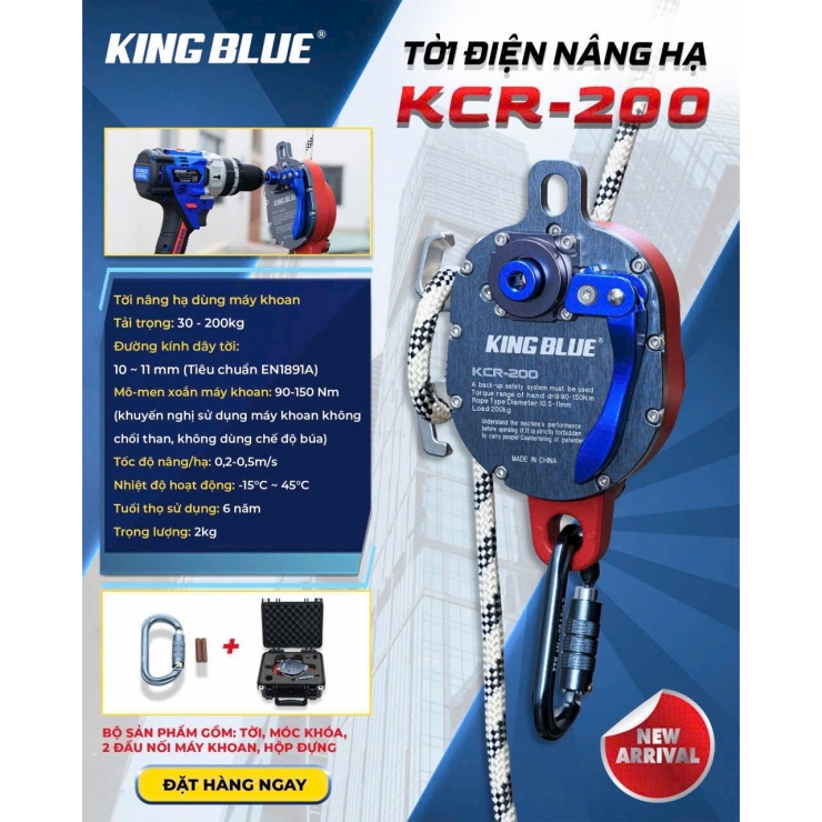 Tời nâng hạ khoan Pin KINGBLUE KCR-200 ( 30-200kg )