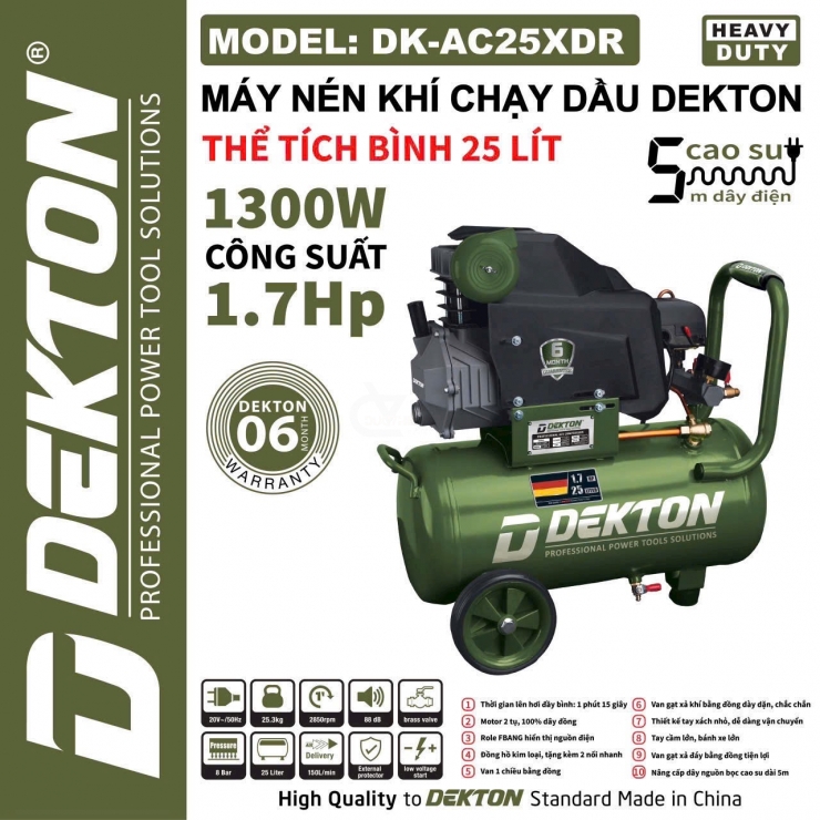 Máy nén khí 25 lít Dekton DK-AC25XDR ( chạy dầu )
