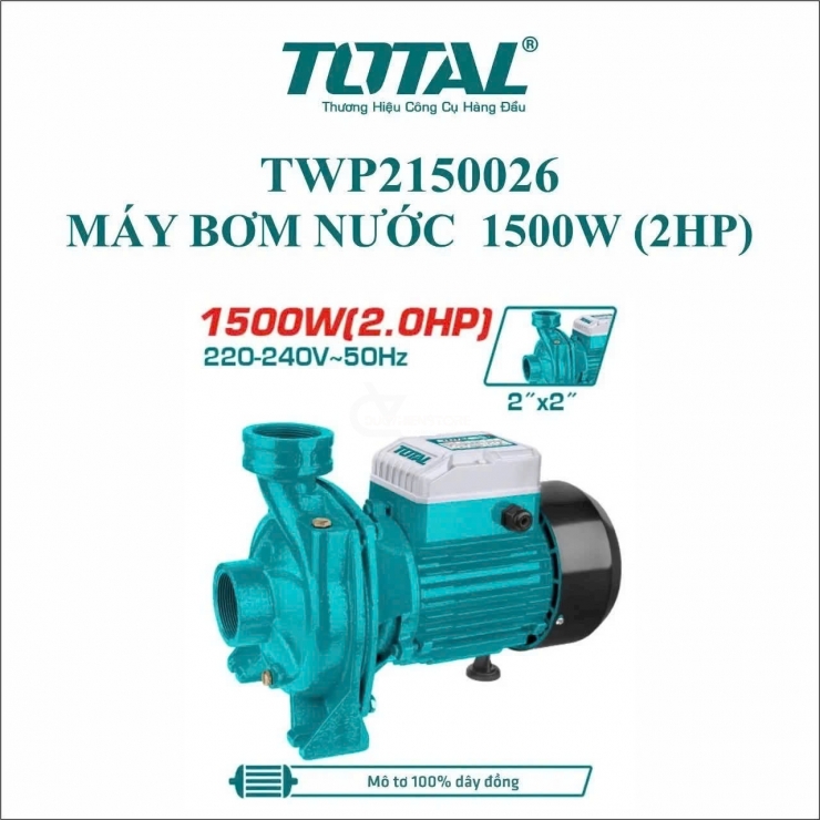 Bơm nước lưu lượng 1.5Kw Total TWP2150026 ( 2.0HP - 1 pha )