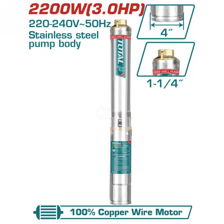Bơm nước giếng sâu 180m Total TWP522001 ( 2.2Kw - 3.0Hp )