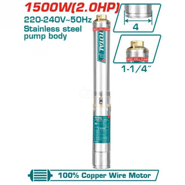 Bơm giếng đóng 112m Total TWP515001 ( 1.5Kw - 2.0Hp )