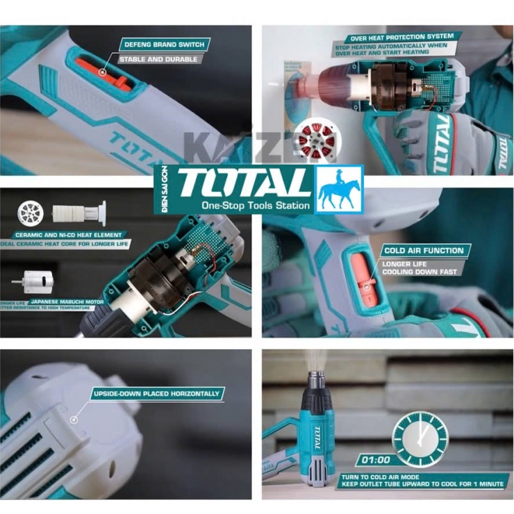 Máy thổi nhiệt 2000W Total TB20045 ( 550°C )