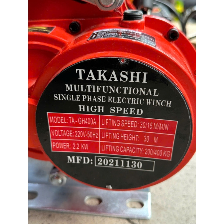 Máy tời tốc nhanh 30m/Phút Takashi TA-GH400A ( 200-400Kg )