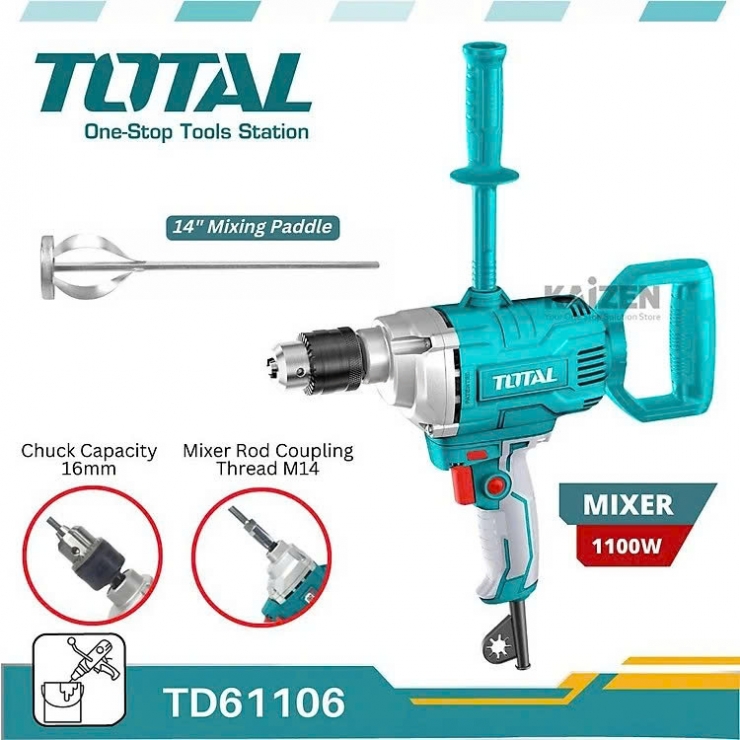 Máy khoan , trộn sơn Total TD61106 ( 16mm , 1100W )