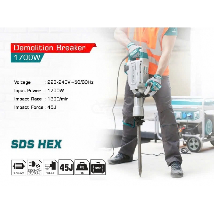 Đục phá bê tông 30mm Total TH215456 ( 1700W 45J )