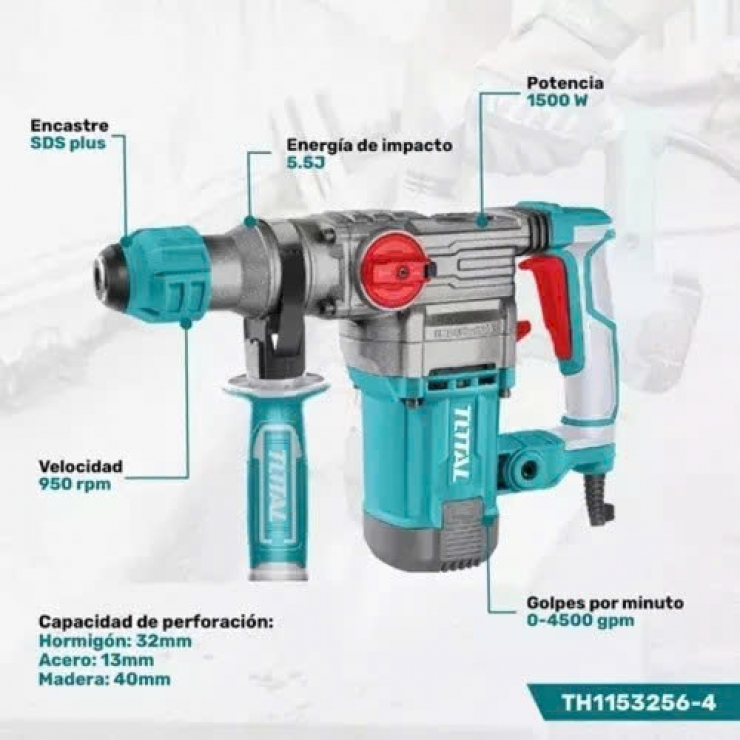 Khoan đục bê tông 14mm Total TH110266 ( 3 chức năng )