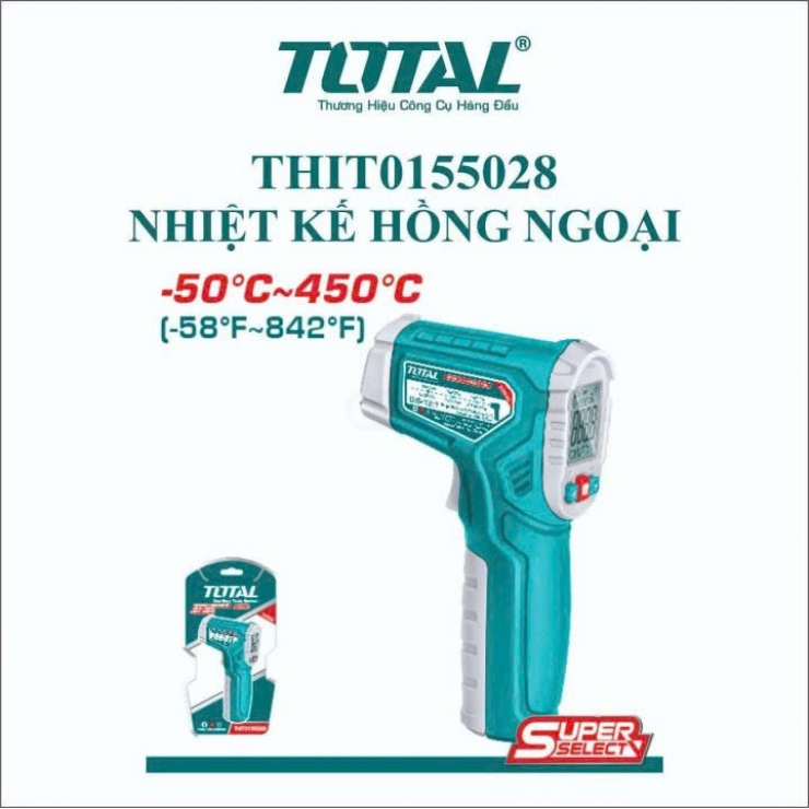 Nhiệt kế hồng ngoại LCD Total THIT0155028 ( -50°C~450°C )