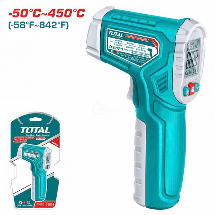 Nhiệt kế hồng ngoại LCD Total THIT0155028 ( -50°C~450°C )